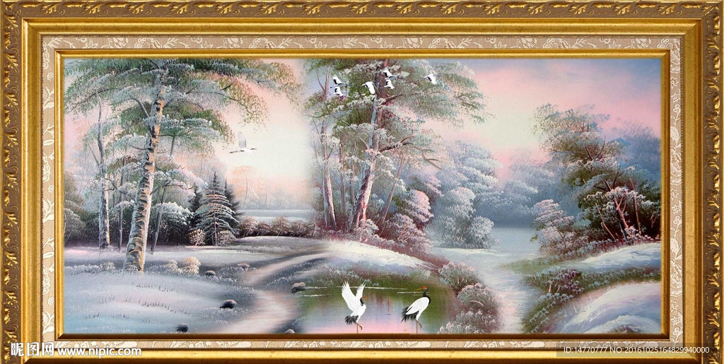 风景油画雪景