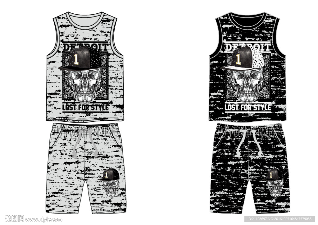 背心套装骷髅头