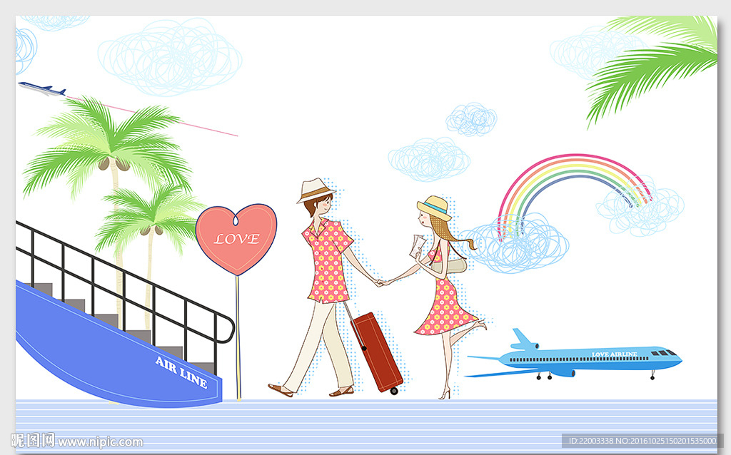 简约旅游风情背景墙度假休闲