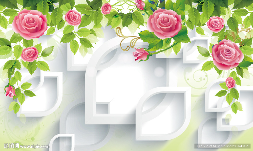 3D背景墙玫瑰花