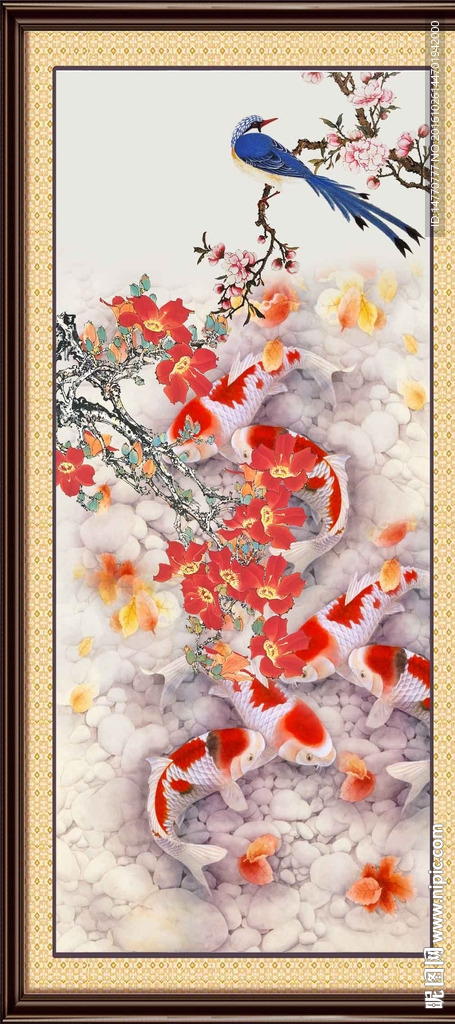 花鸟九鱼图