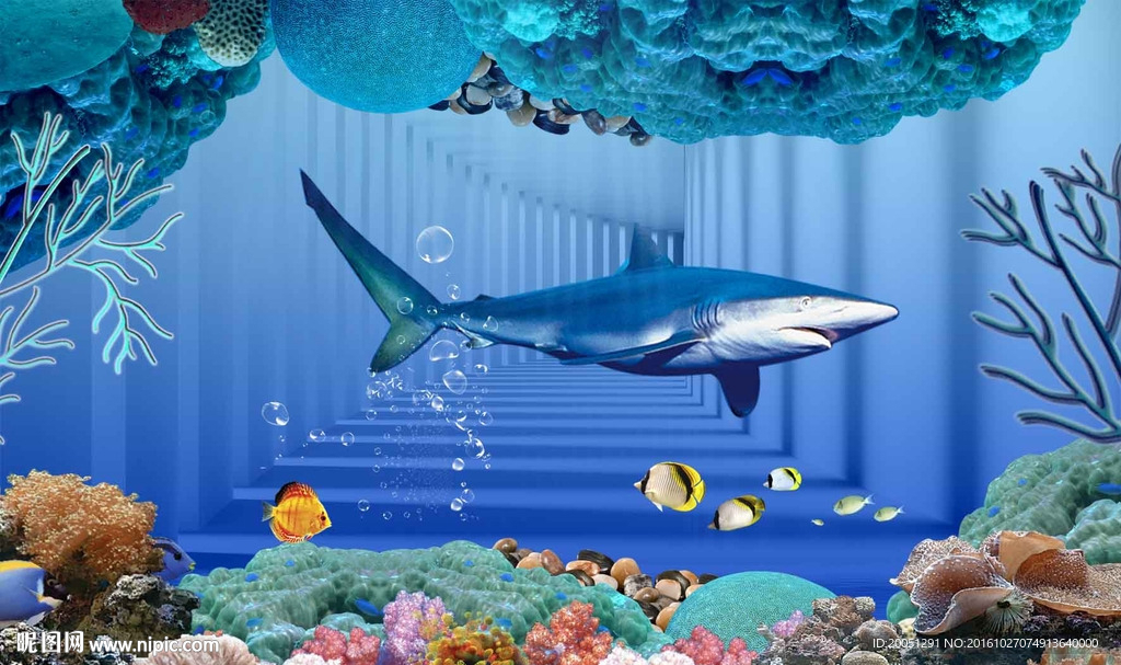 3d海底背景墙