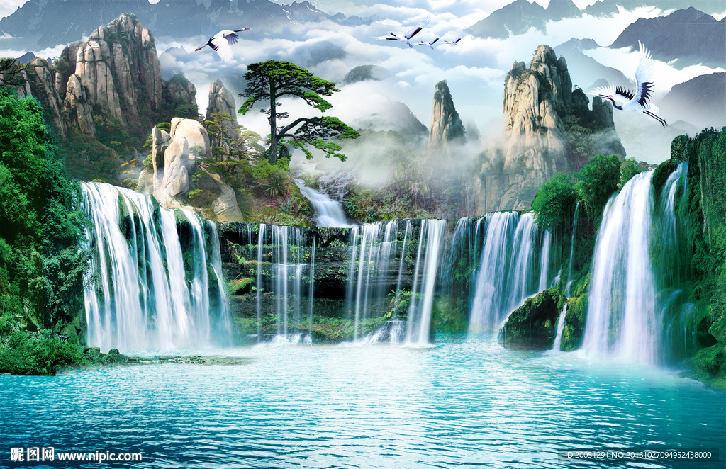 山水风景电视背景墙