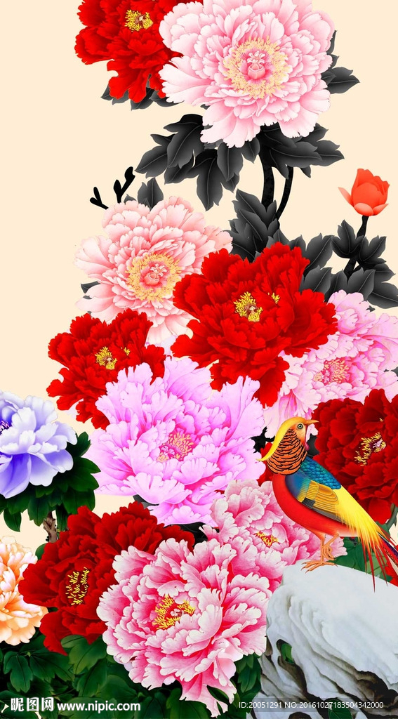 玄关背景墙花朵