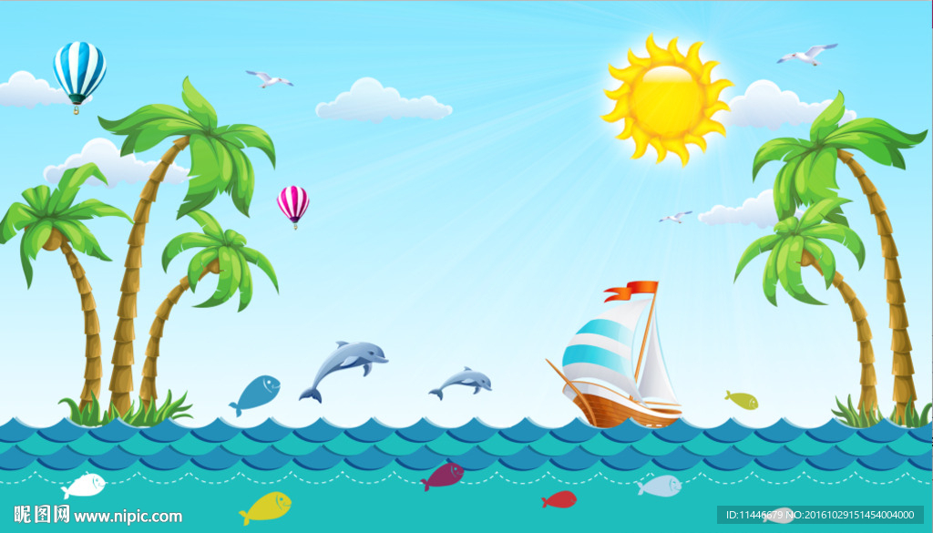 卡通夏日海景