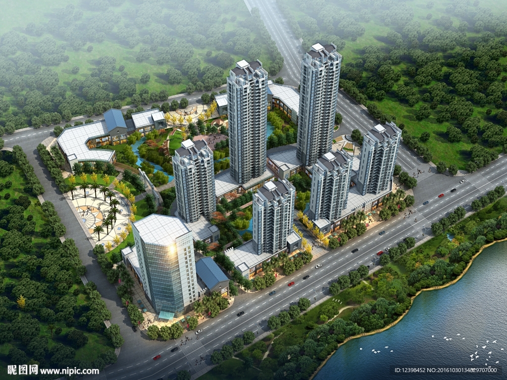 小区规划鸟瞰效果图图片