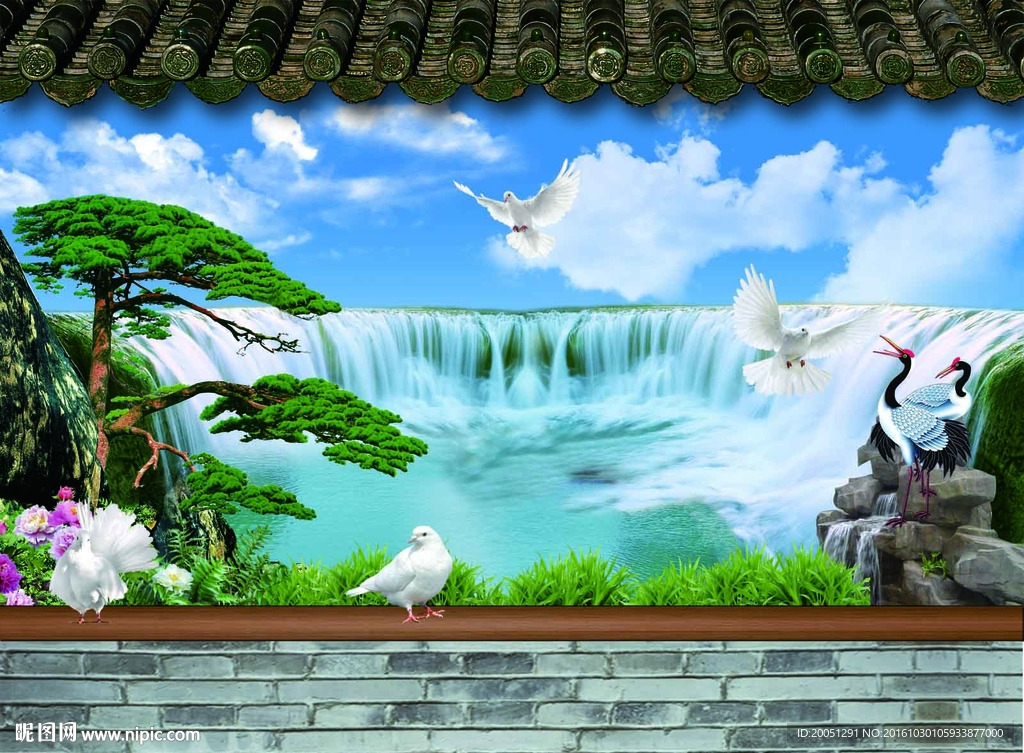 山水风景背景墙