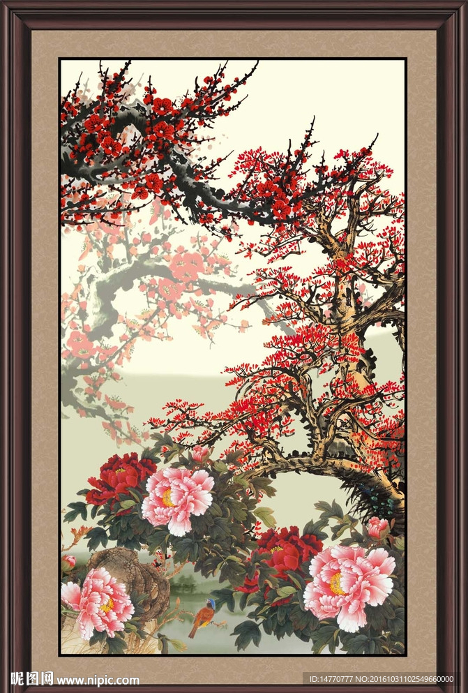 牡丹梅花