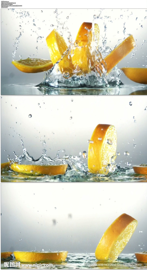 柠檬掉落在水中