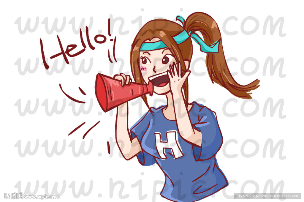 手绘加油女孩