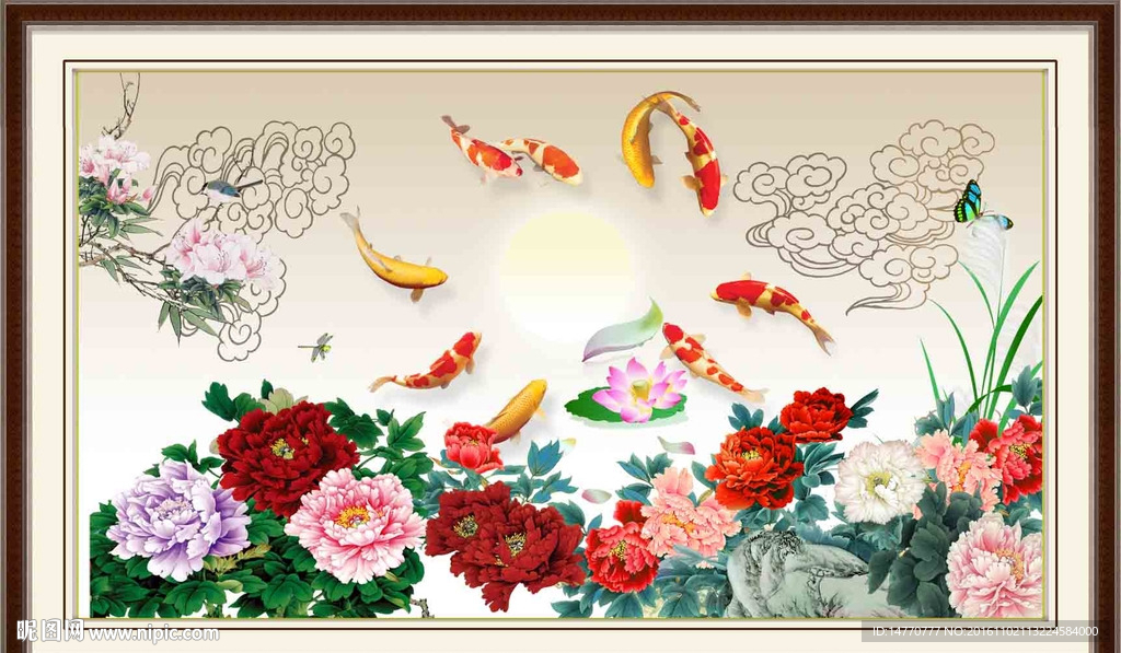 花鸟九鱼图