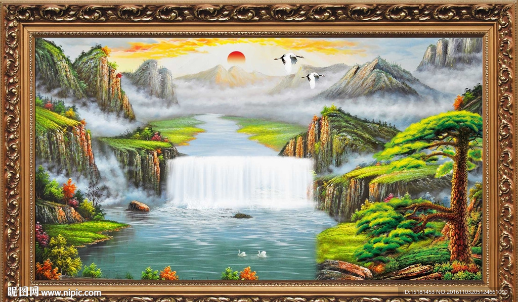 油画风景 聚宝盆