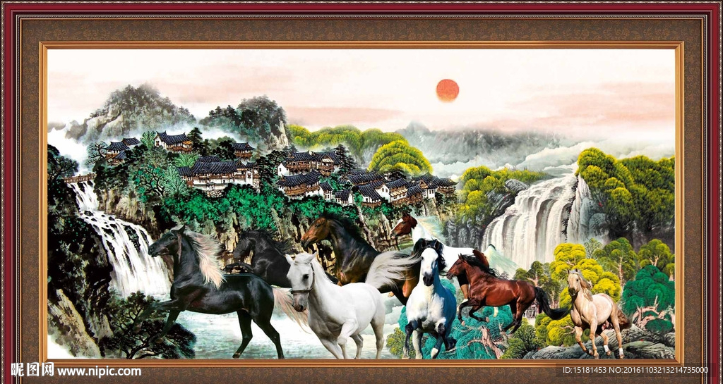 国画八骏图