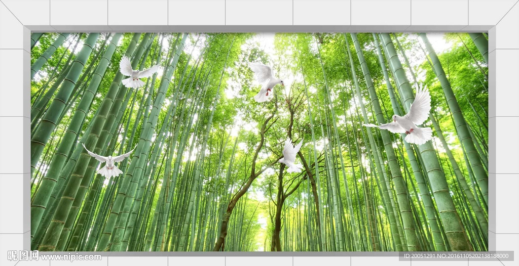 电视背景墙 竹林