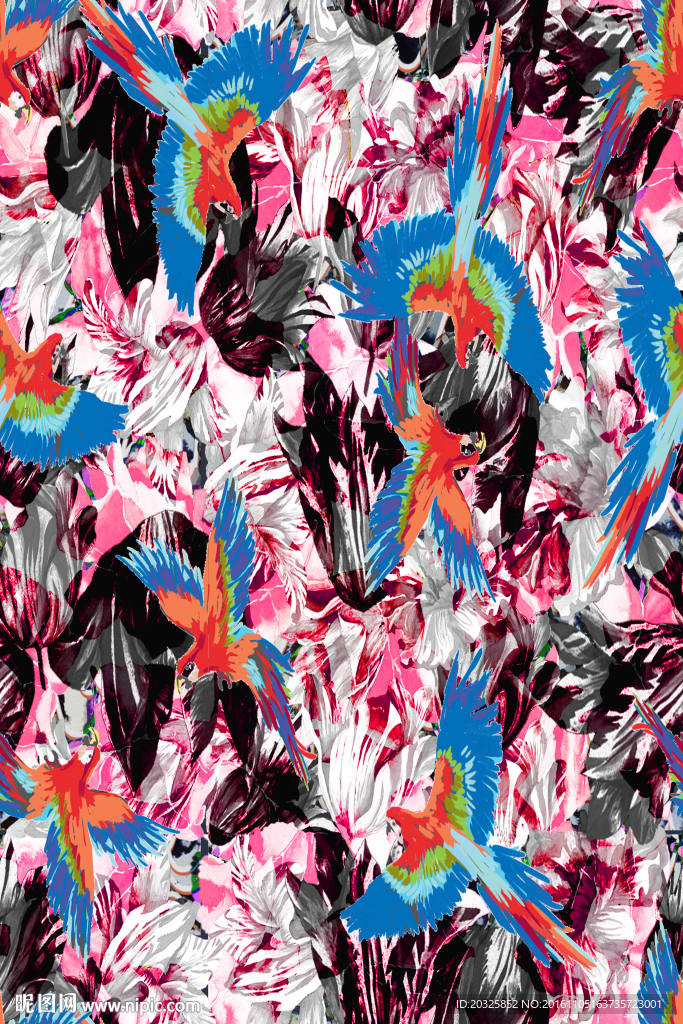 郁金香花鸟组合