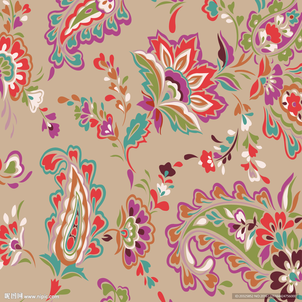 民族风佩斯利火腿纹