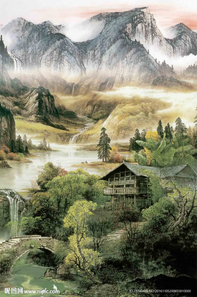 国画玄关背景墙