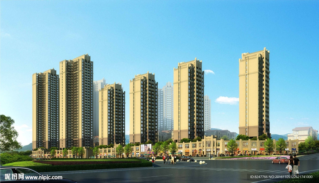 高层住宅建筑效果图