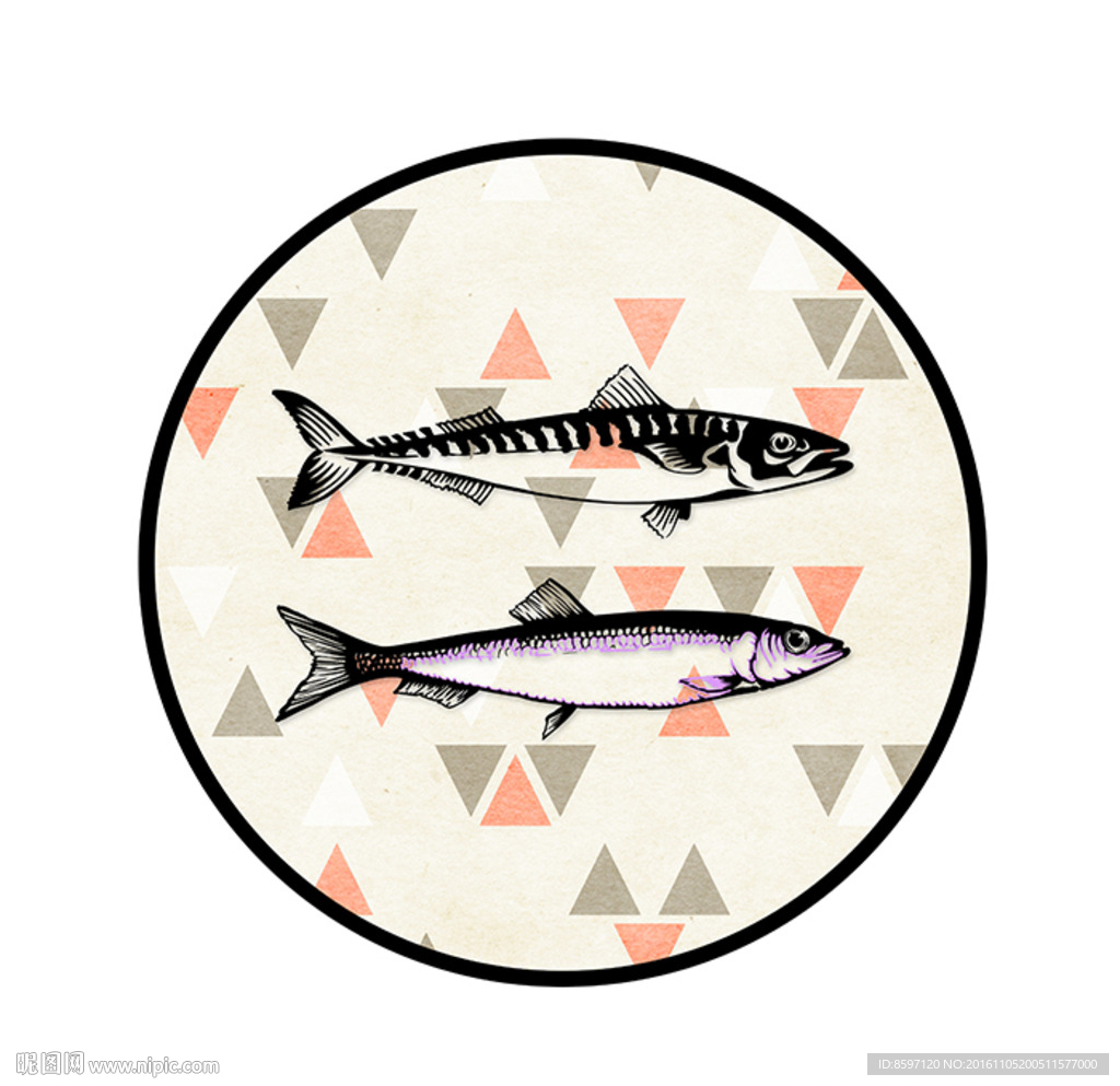 黑白鱼装饰画