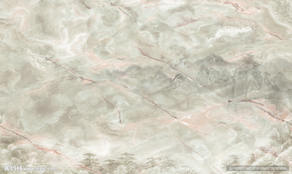 水墨山脉大理石背景墙