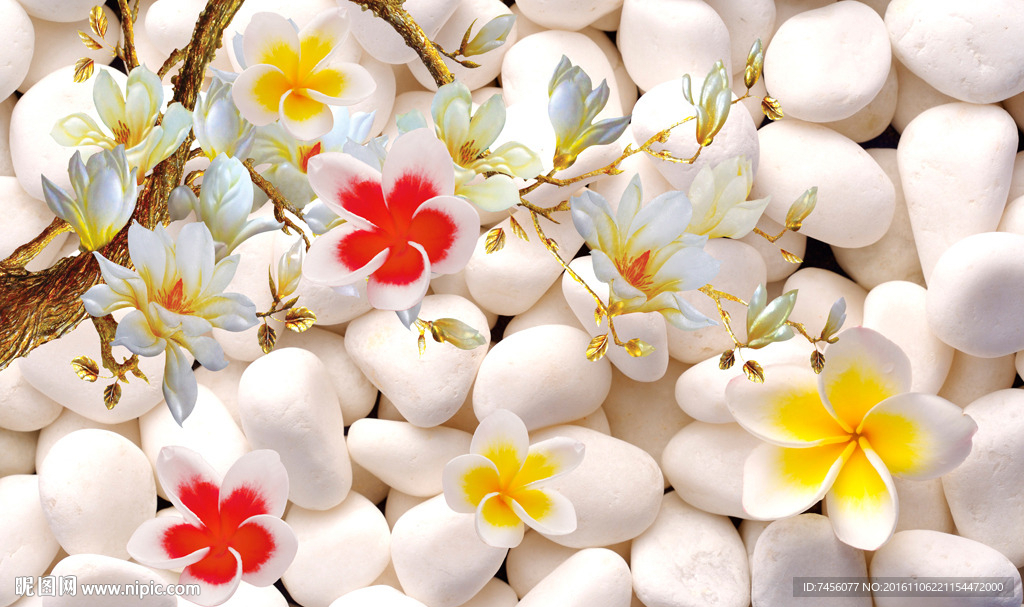 彩雕玉兰花玉石背景墙