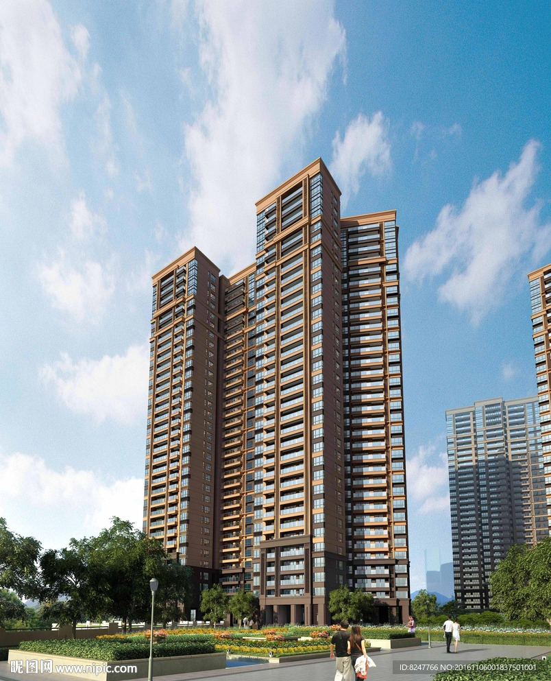 住宅区高层建筑效果图