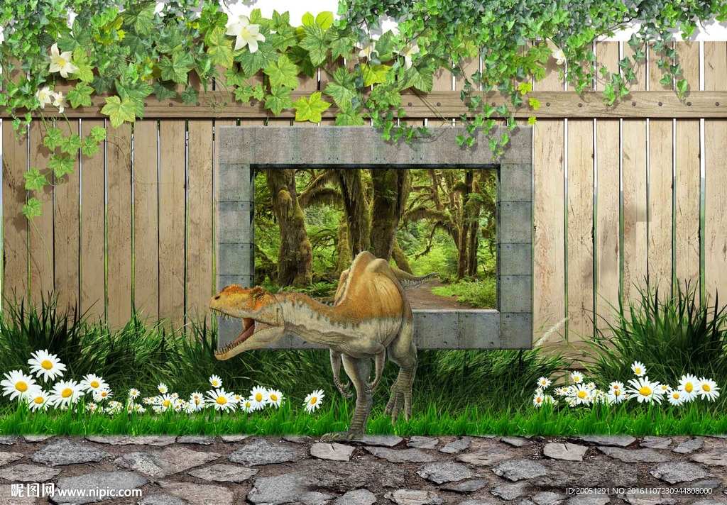 3d背景墙 恐龙