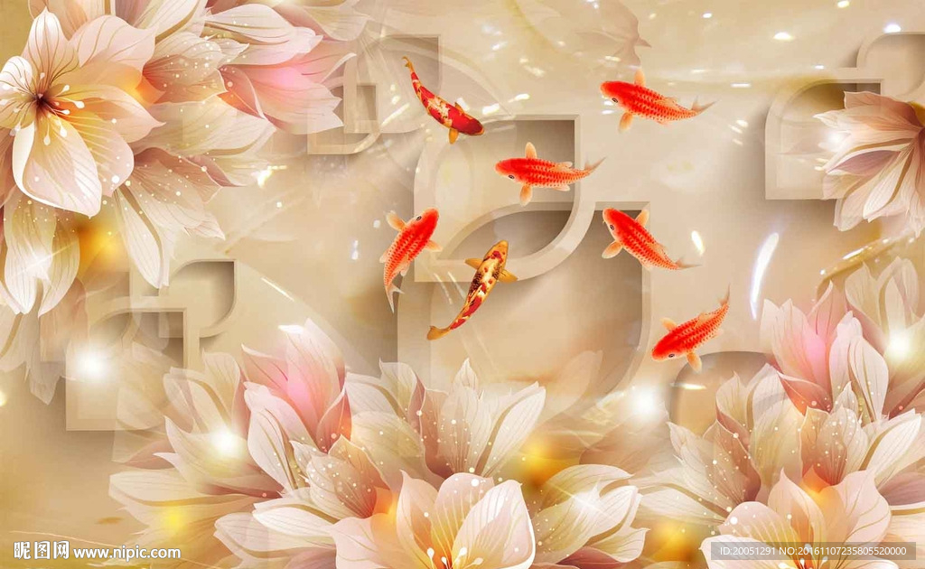 玉雕电视背景墙 九鱼图