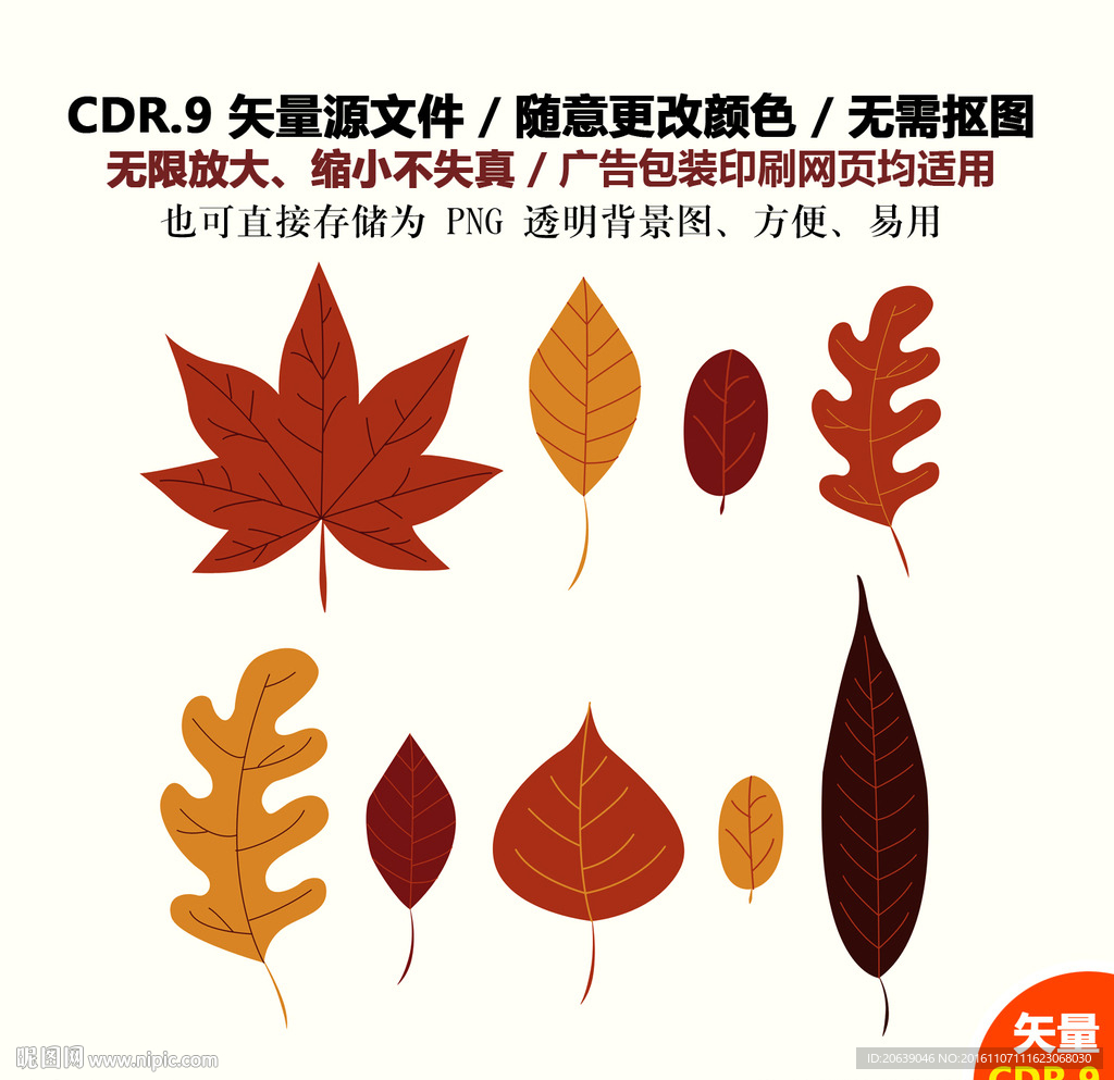 手绘卡通树叶树枝矢量图