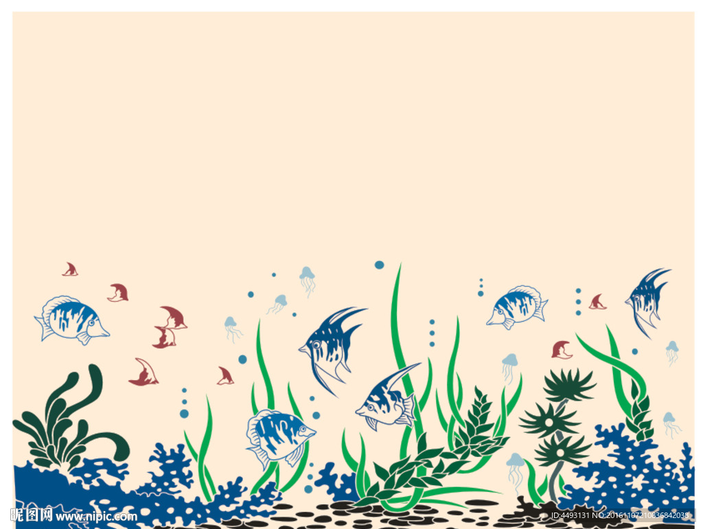 硅藻泥花纹 海洋鱼