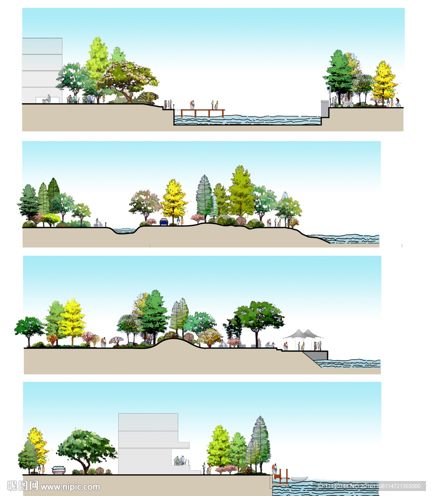 滨水景观PSD立面图