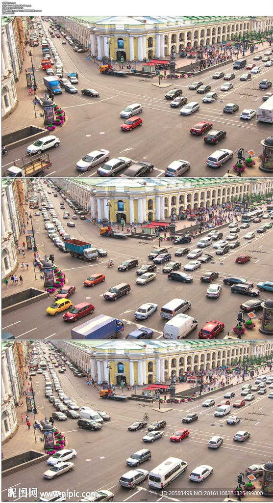 圣彼得堡十字路口车流