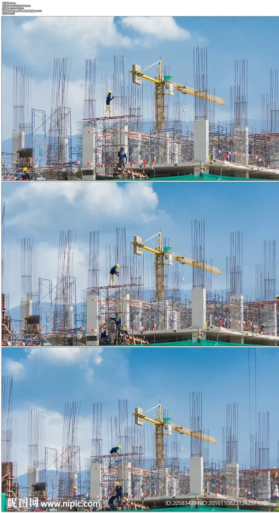 建筑工地忙碌的工人