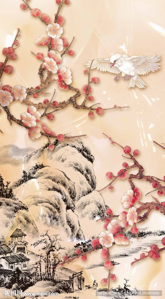 花鸟玄关玉雕