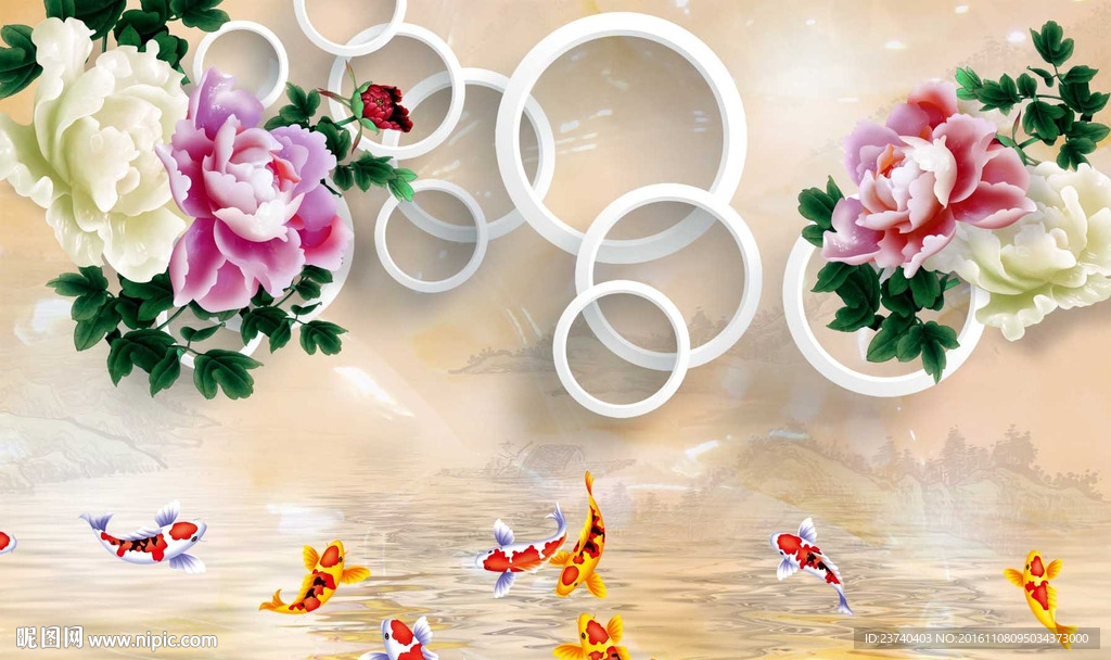 3d背景墙 牡丹