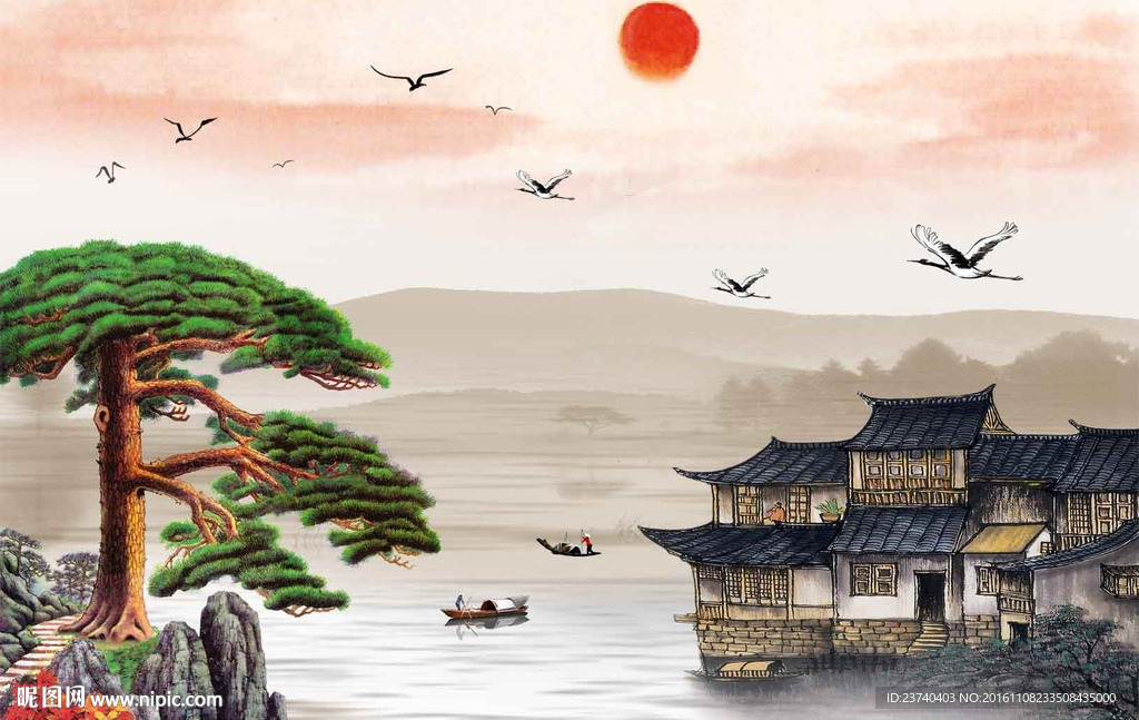 江南风景背景墙