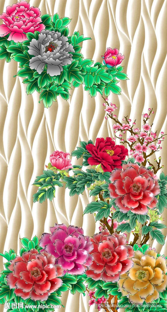 3d牡丹玄关