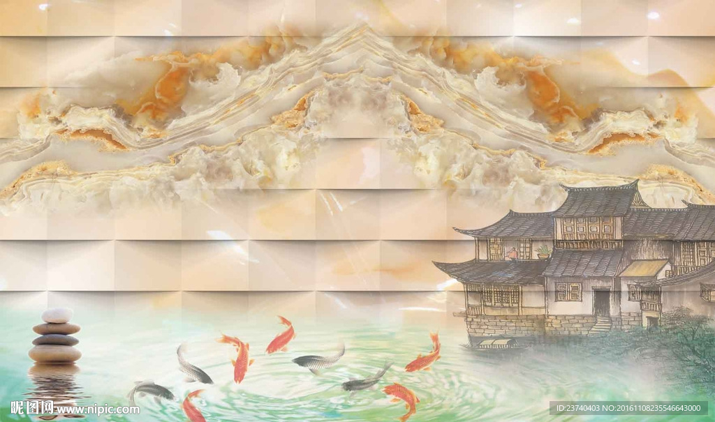 玉雕背景墙 江南