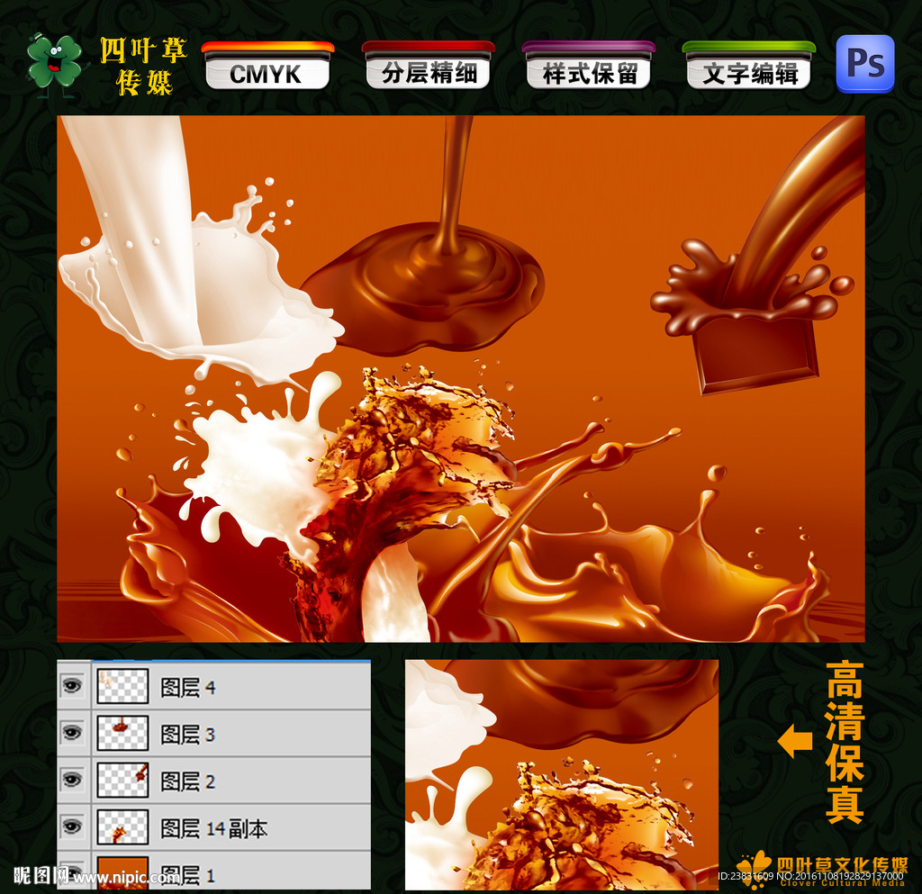 喷溅牛奶巧克力