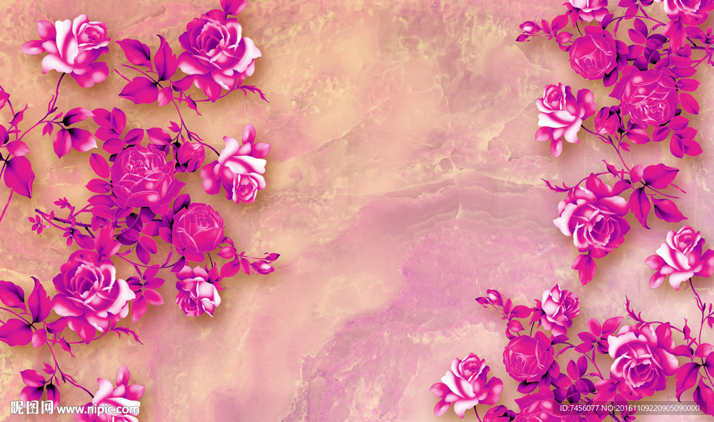 唯美淡雅玫瑰花时尚背景墙