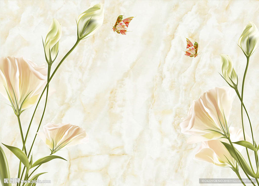 蝶恋花现代背景墙