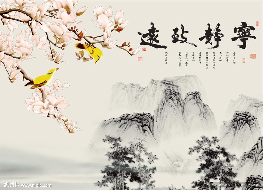 宁静致远玉兰花
