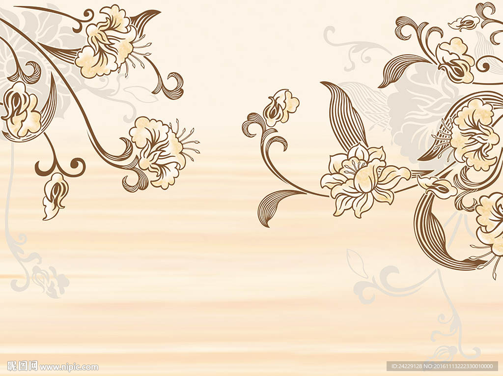 欧式花朵背景墙