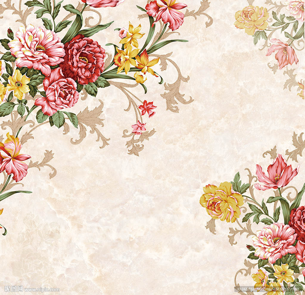 欧式花纹背景墙