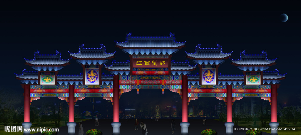 园林景观建筑牌楼照明亮化设计效
