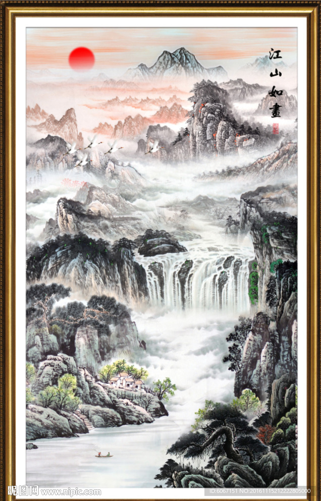 竖幅山水画