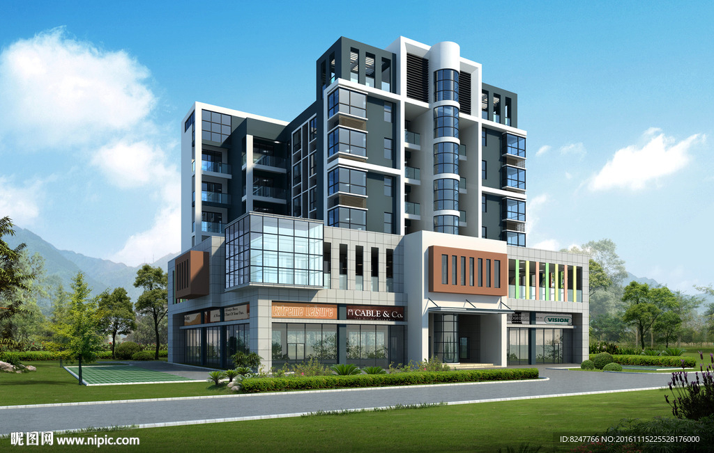 小户型住宅区建筑效果图