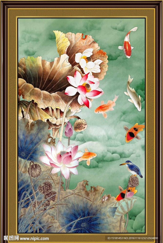 荷花鲤鱼图