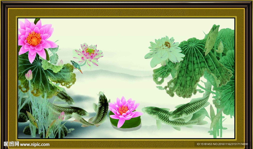 荷花鲤鱼图