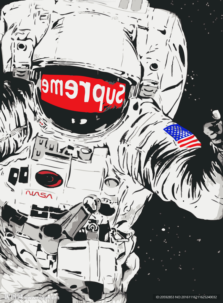 美国NASA宇航员数码印花图案